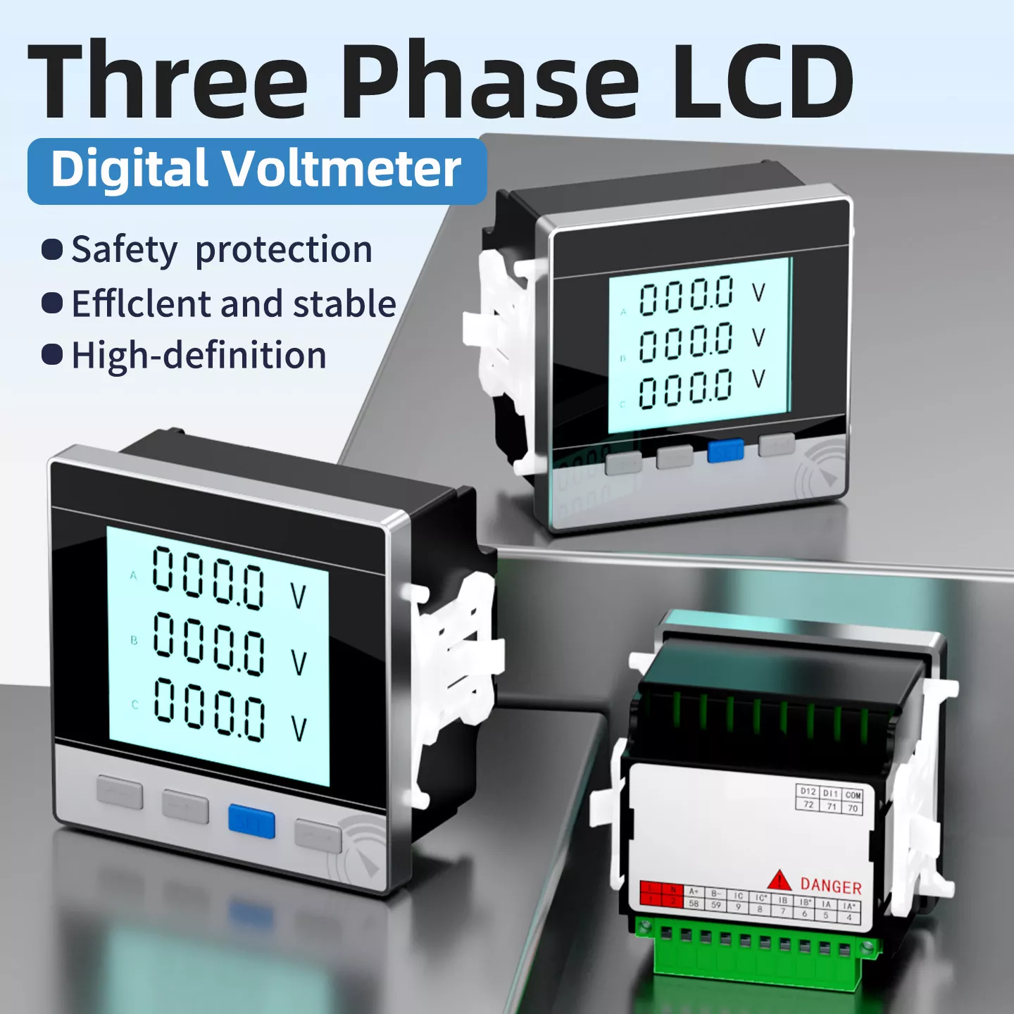 โวลต์มิเตอร์แบบดิจิตอล LCD สามเฟส